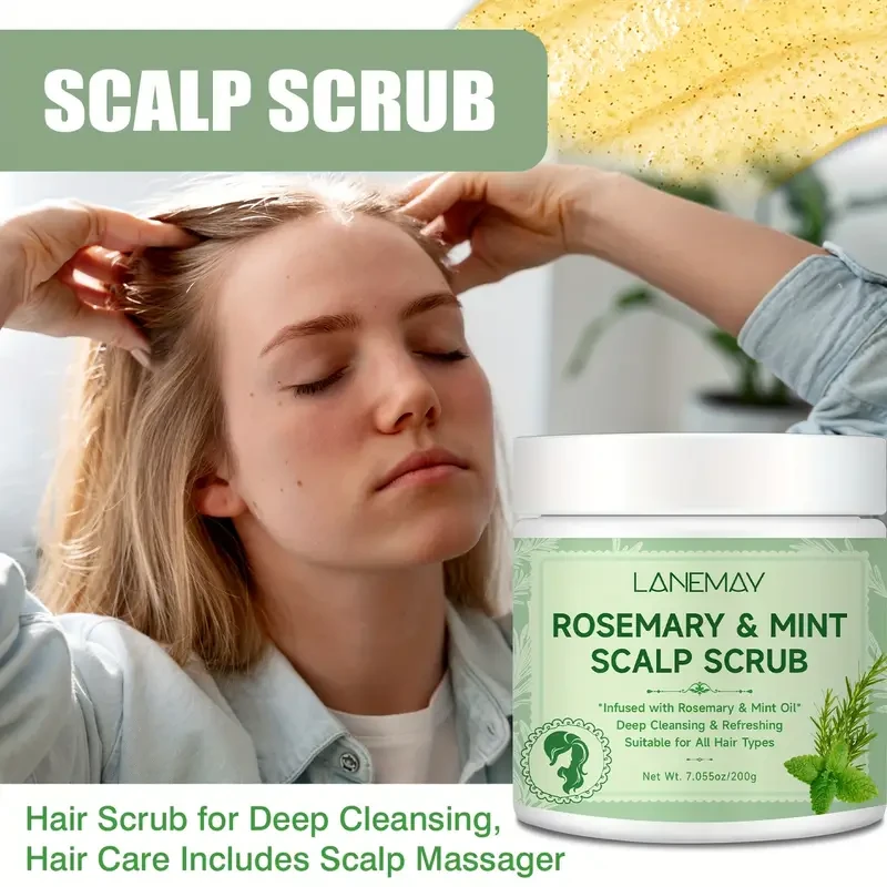 LANEMAY Rosemary & Mint Scalp Scrub Deep Cleansing & Root-Strengthening Treatment