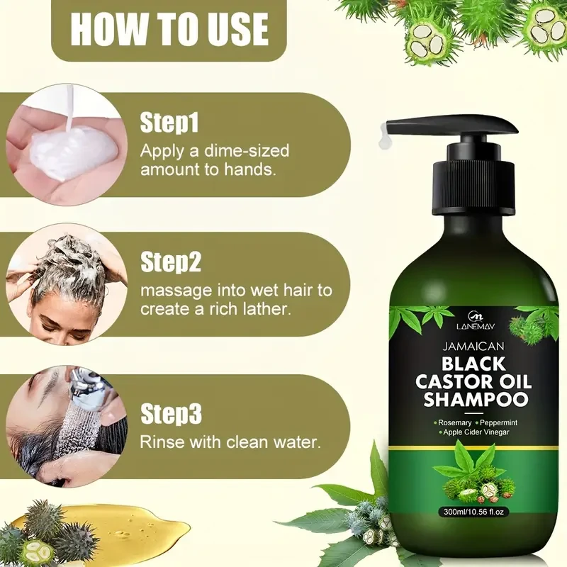 LANEMAY Black Castor Oil Shampoo  Deep Clean, Strengthen & Protect Against Breakage