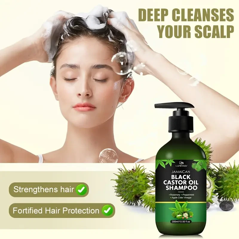 LANEMAY Black Castor Oil Shampoo  Deep Clean, Strengthen & Protect Against Breakage
