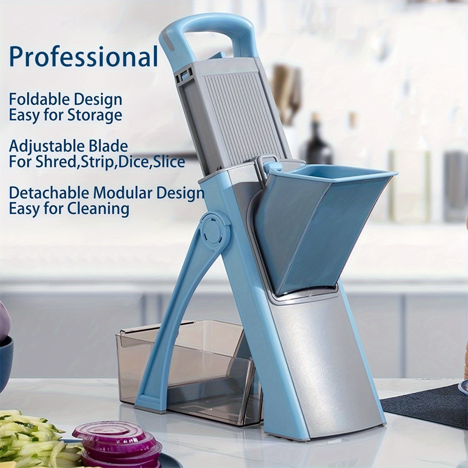 GENAI Multifunctional Vegetable Cutter  Adjustable Blade Slicer with Container for Shredding, Slicing, Dicing & Stripping
