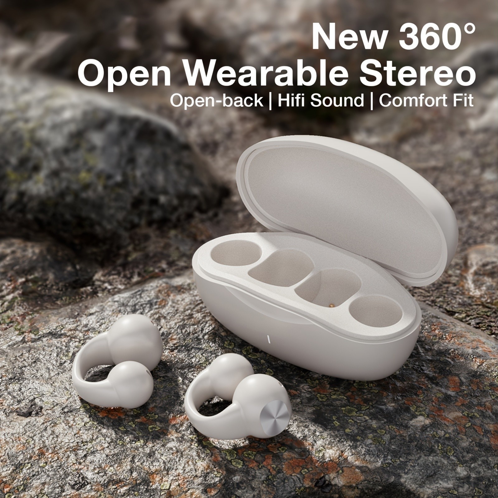 GENAI J01 Wireless Earbuds  Open-Ear Clip Headphones with Touch Volume Control