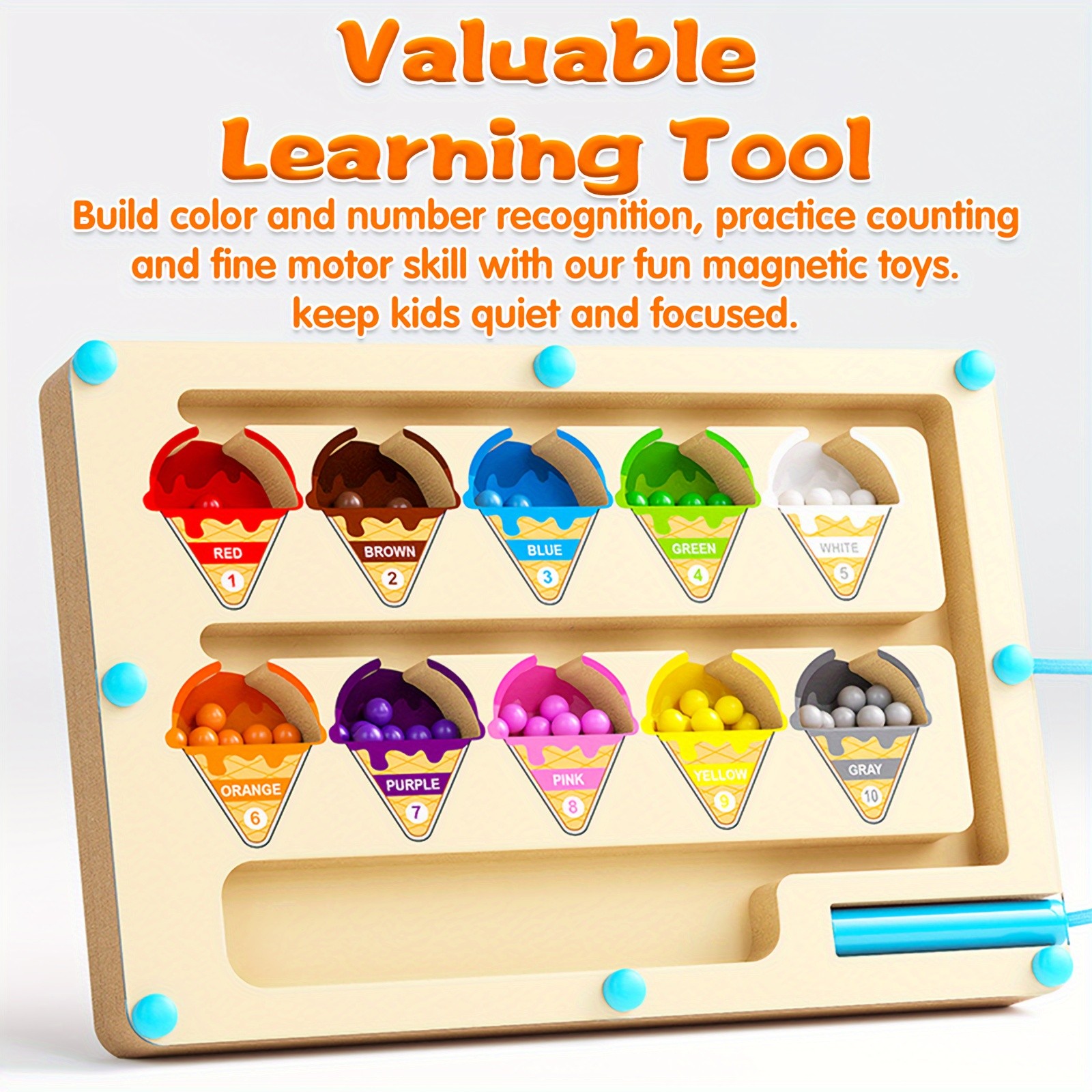 GENAI Wooden Magnetic Colour & Number Maze Puzzle Board A Fun Learning Adventure for Curious Minds