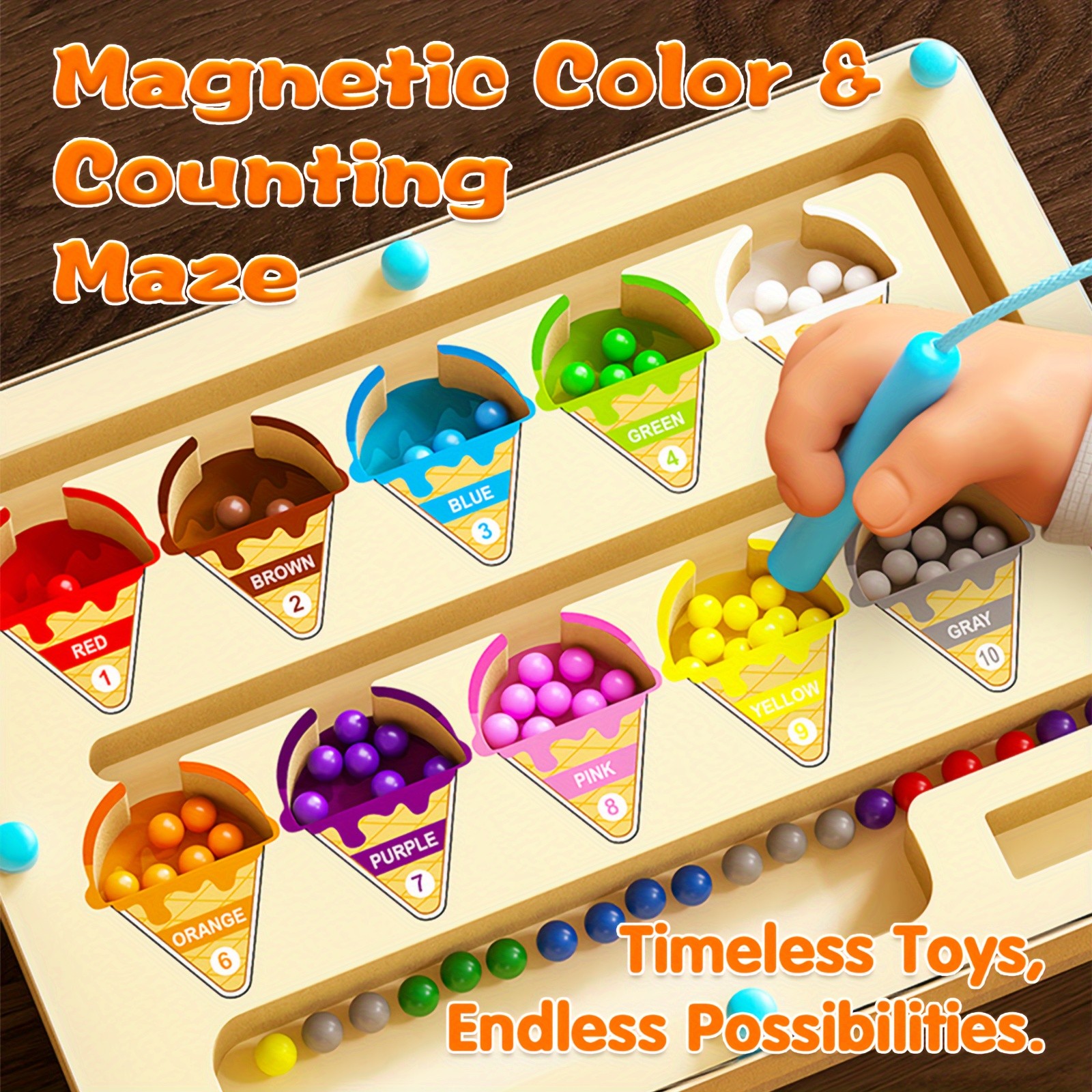 GENAI Wooden Magnetic Colour & Number Maze Puzzle Board A Fun Learning Adventure for Curious Minds