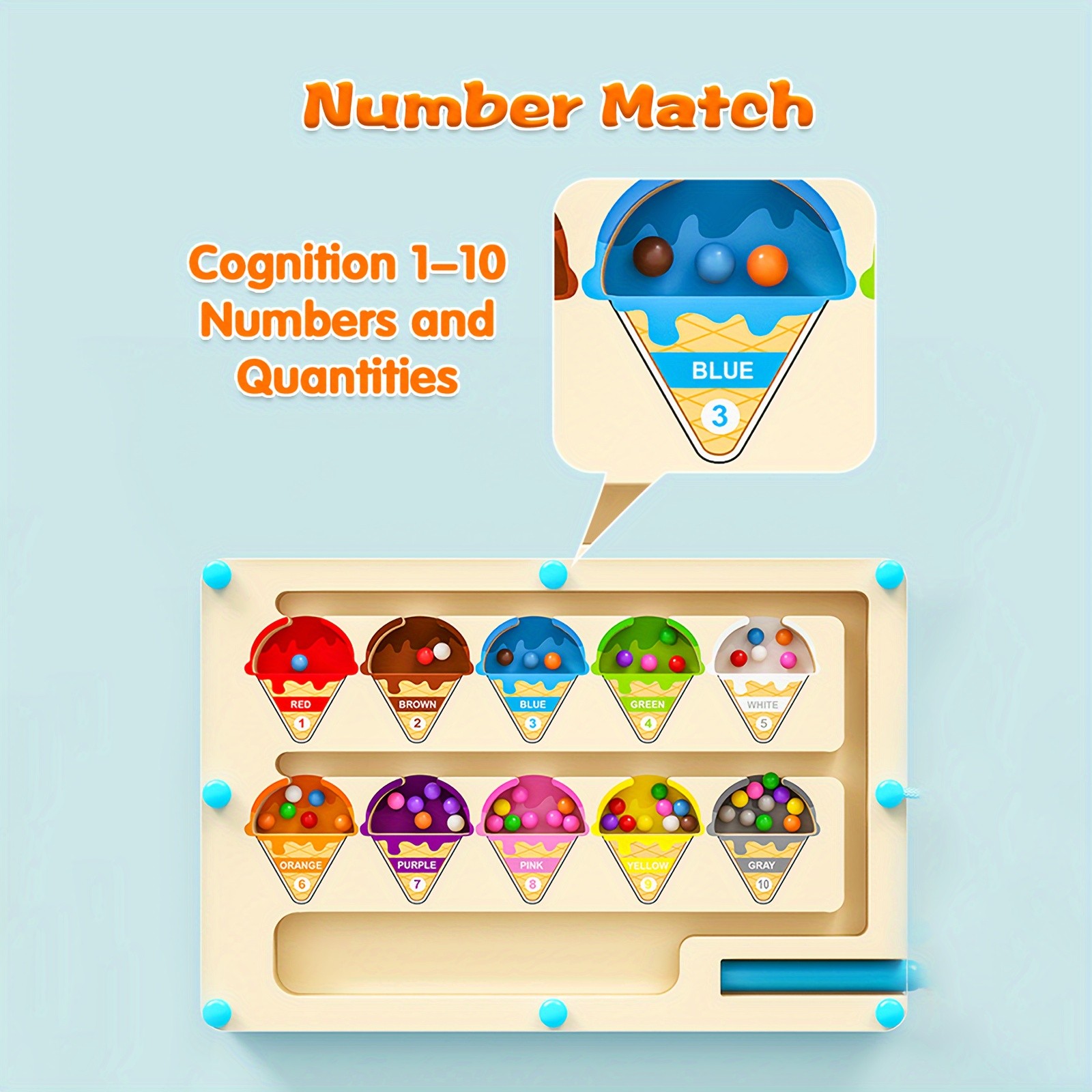 GENAI Wooden Magnetic Colour & Number Maze Puzzle Board A Fun Learning Adventure for Curious Minds