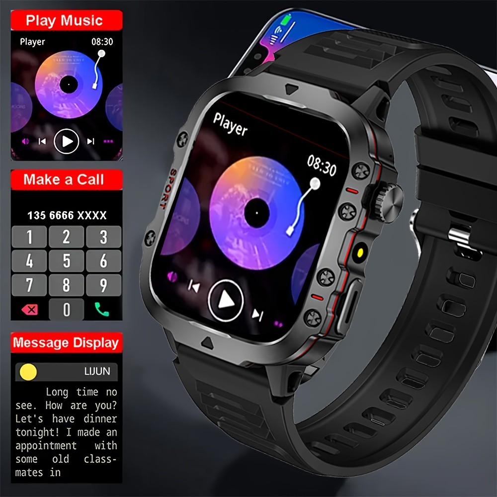 ERUN Mens Outdoor Smart Watch  4.6 cm HD Touchscreen Power for Sport, Adventure & Everyday Life
