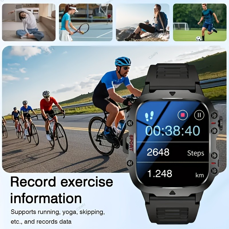 ERUN Mens Outdoor Smart Watch  4.6 cm HD Touchscreen Power for Sport, Adventure & Everyday Life