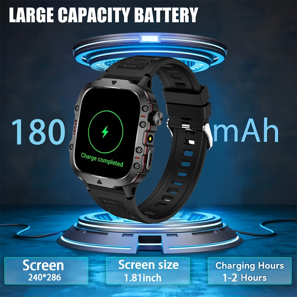 ERUN Mens Outdoor Smart Watch  4.6 cm HD Touchscreen Power for Sport, Adventure & Everyday Life