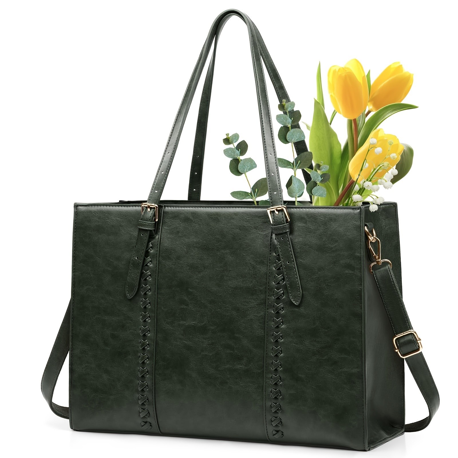 RAINSMORE Luxurious 39.62cm Womens Laptop Tote  Vintage Elegance Meets Modern Professional Functionality