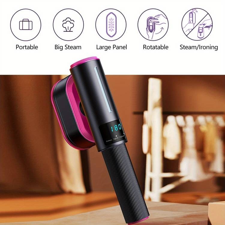 ESUPER 2-in-1 LED Rotating Garment Steamer  Modern Clothing Care Made Simple