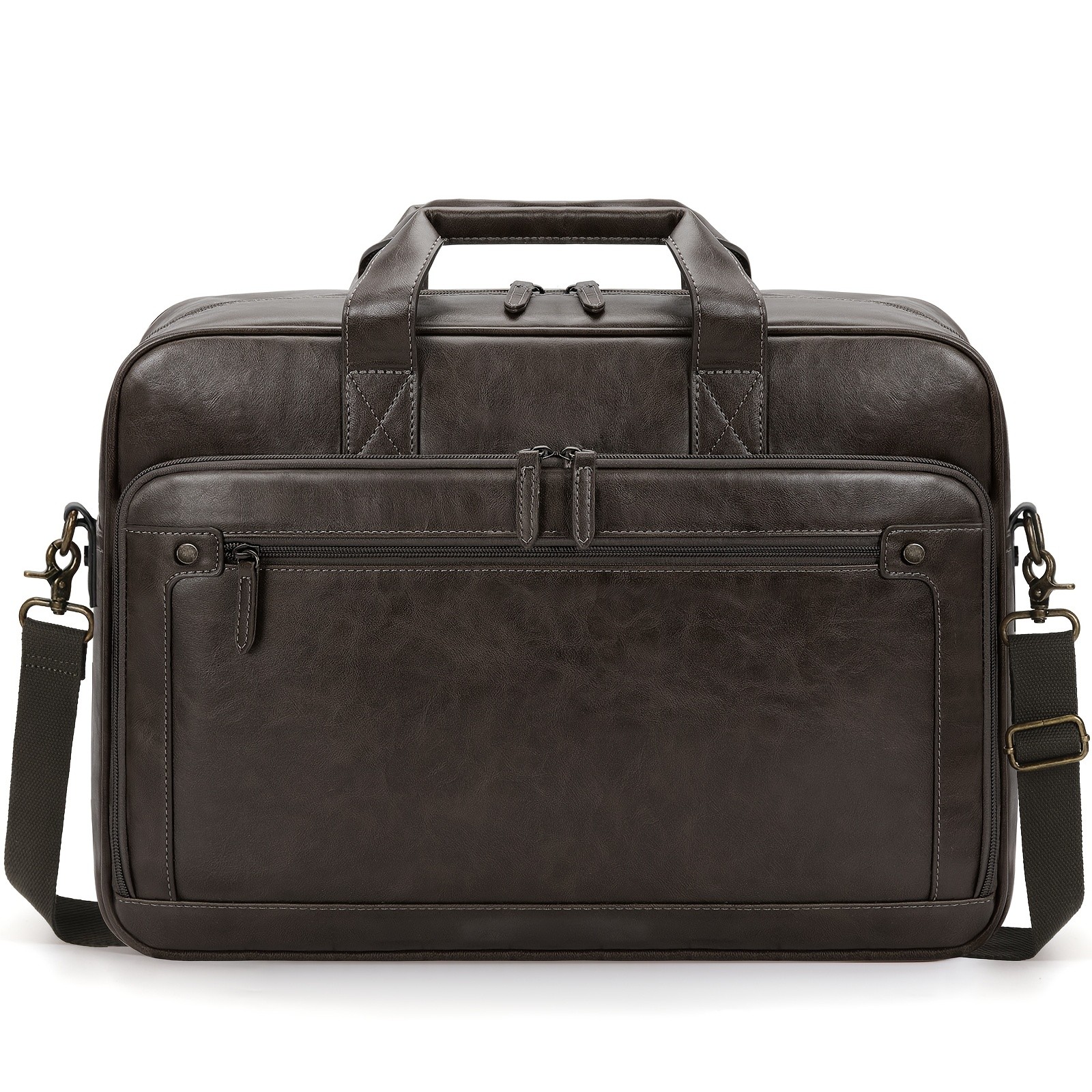 RAINSMORE Mens 16-Inch Laptop Bag  Retro PU Leather Briefcase for Work, Business & Travel