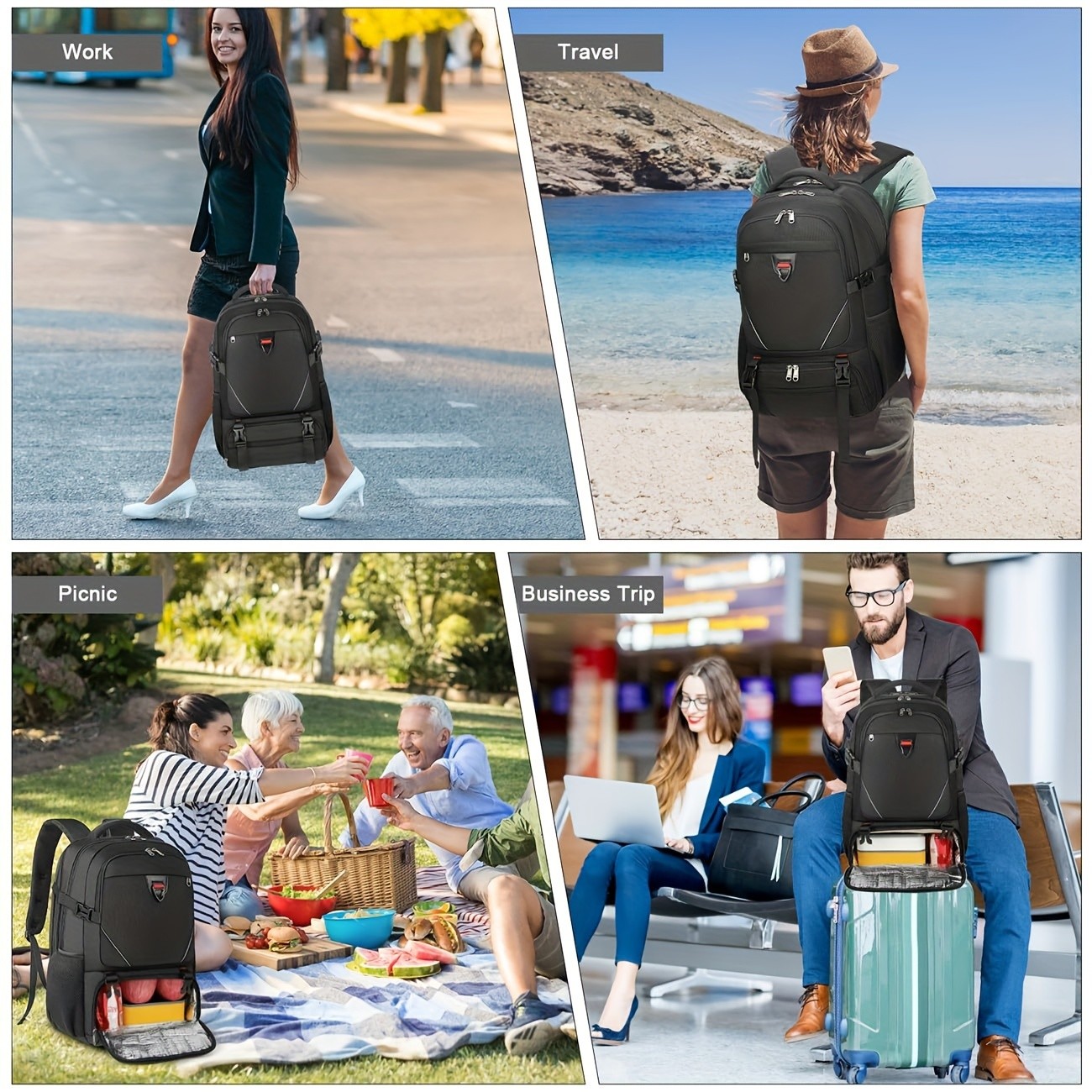 RAINSMORE 43.94 cm Laptop Backpack  USB Charging, Lunch Compartment & Heavy-Duty Design for Work & Travel