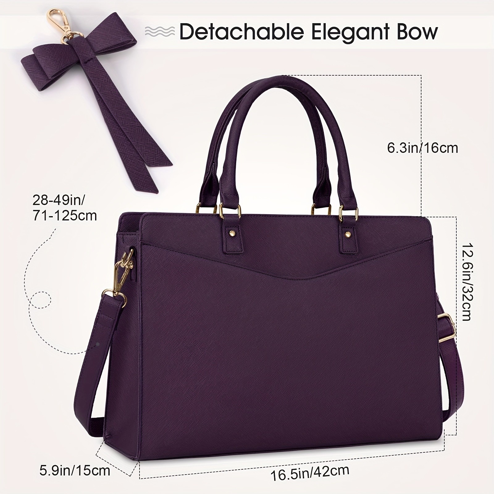 RAINSMORE Womens 39.62 cm Laptop Bag  Elegant Deep Purple Tote for Work, Travel & School