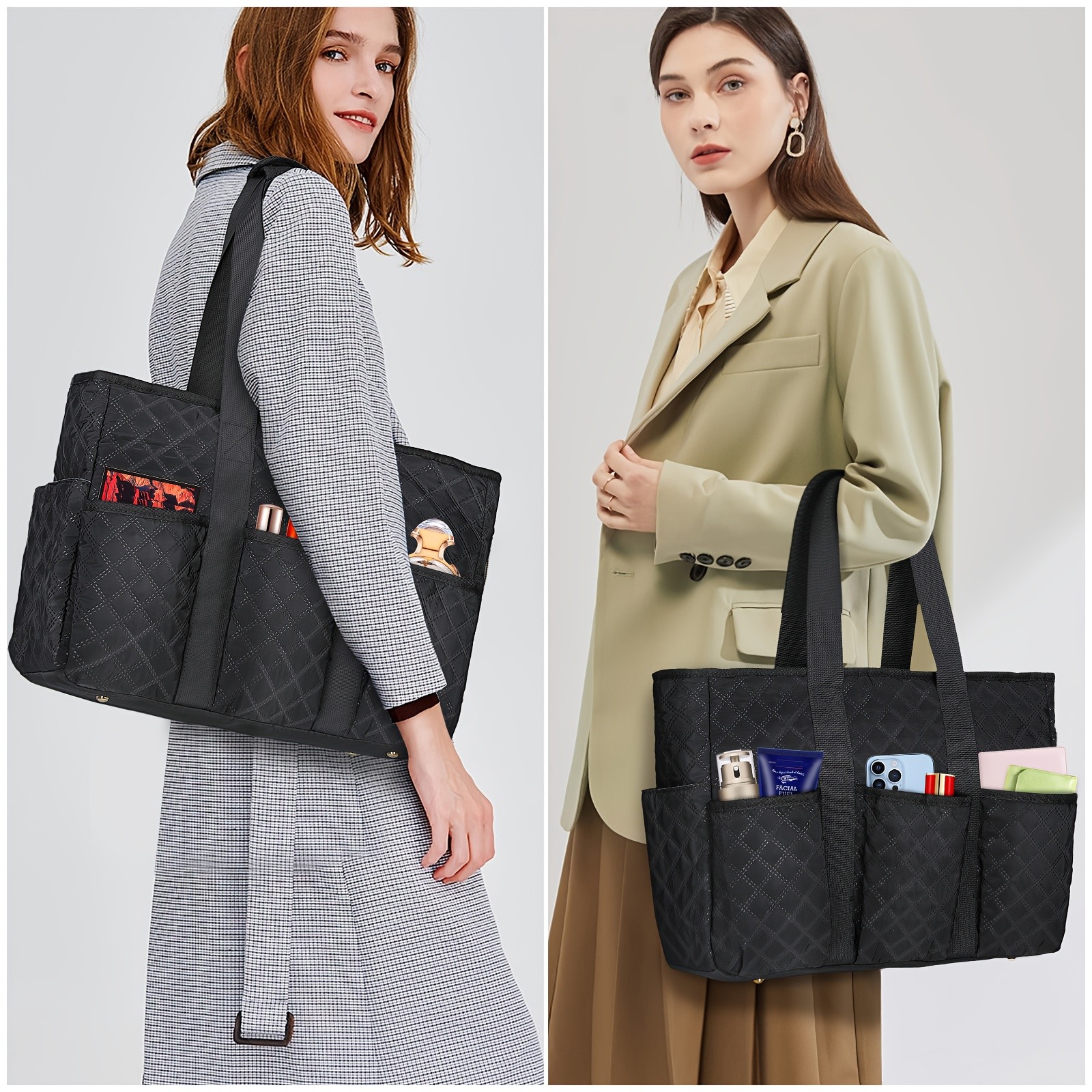 RAINSMORE Womens Large Laptop Tote Bag  15.6" Compartment, Heavy-Duty Organisation for Work, School & Travel