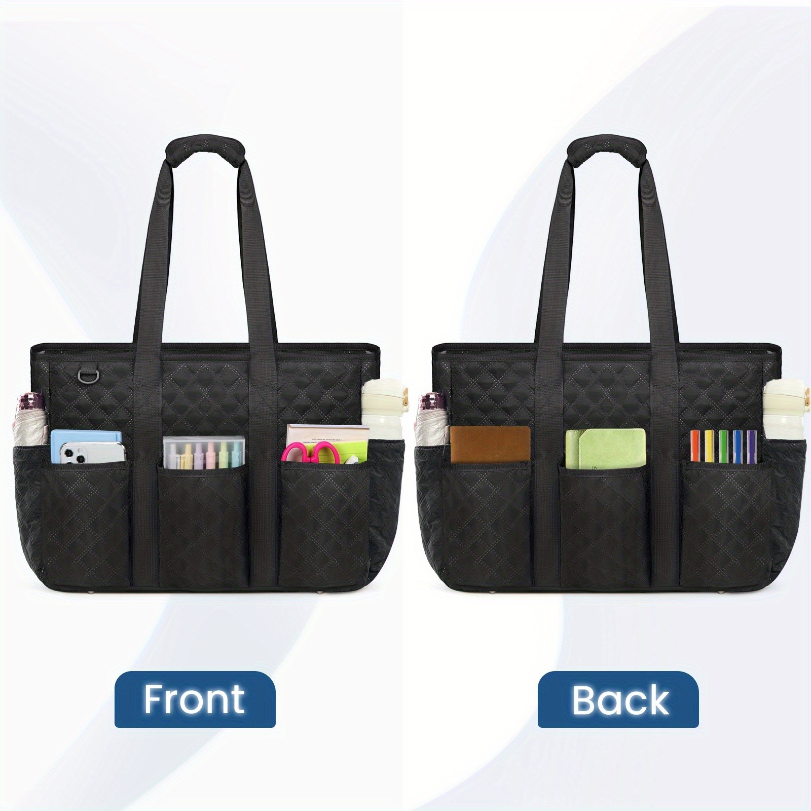 RAINSMORE Womens Large Laptop Tote Bag  15.6" Compartment, Heavy-Duty Organisation for Work, School & Travel