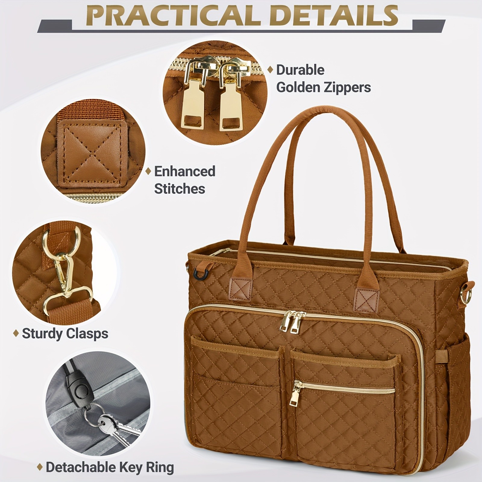 NUBILY Womens 15.6-Inch Teachers Laptop Bag Professional Work Tote with Insulated Pocket & Crossbody Strap