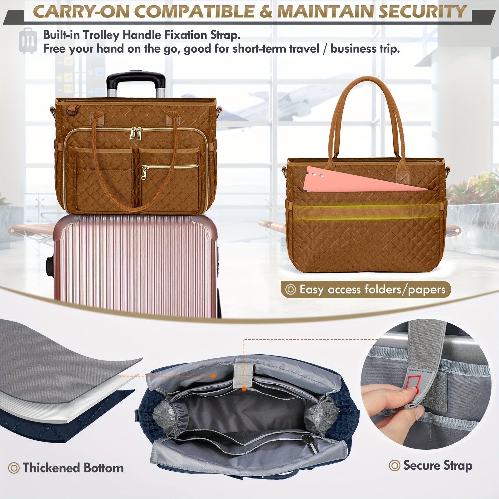 NUBILY Womens 15.6-Inch Teachers Laptop Bag Professional Work Tote with Insulated Pocket & Crossbody Strap