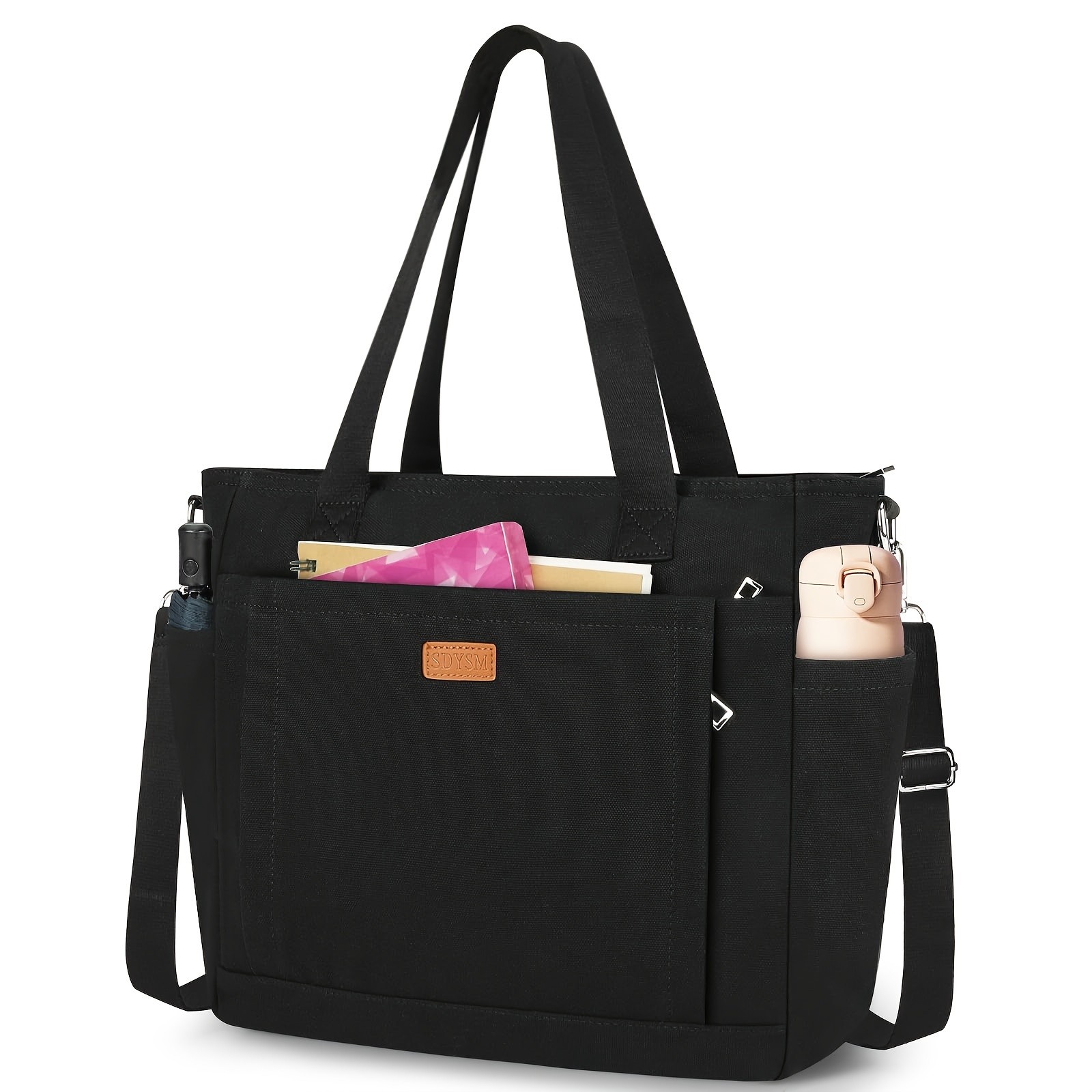NUBILY Large Canvas Tote Bag  Lightweight, Casual & Spacious Carryall for Daily Work, School & Beach Days