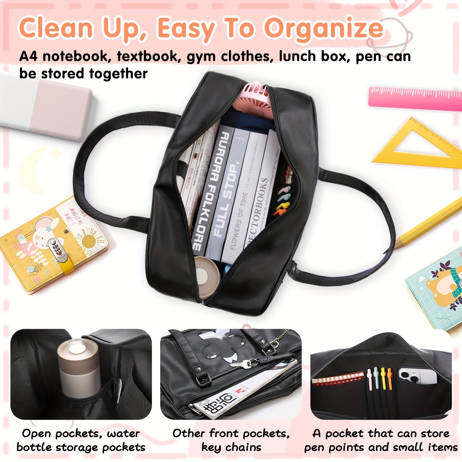 NUBILY Large Capacity Boston Bag  Stylish, Durable & TSA-Compliant for Middle & High School Students