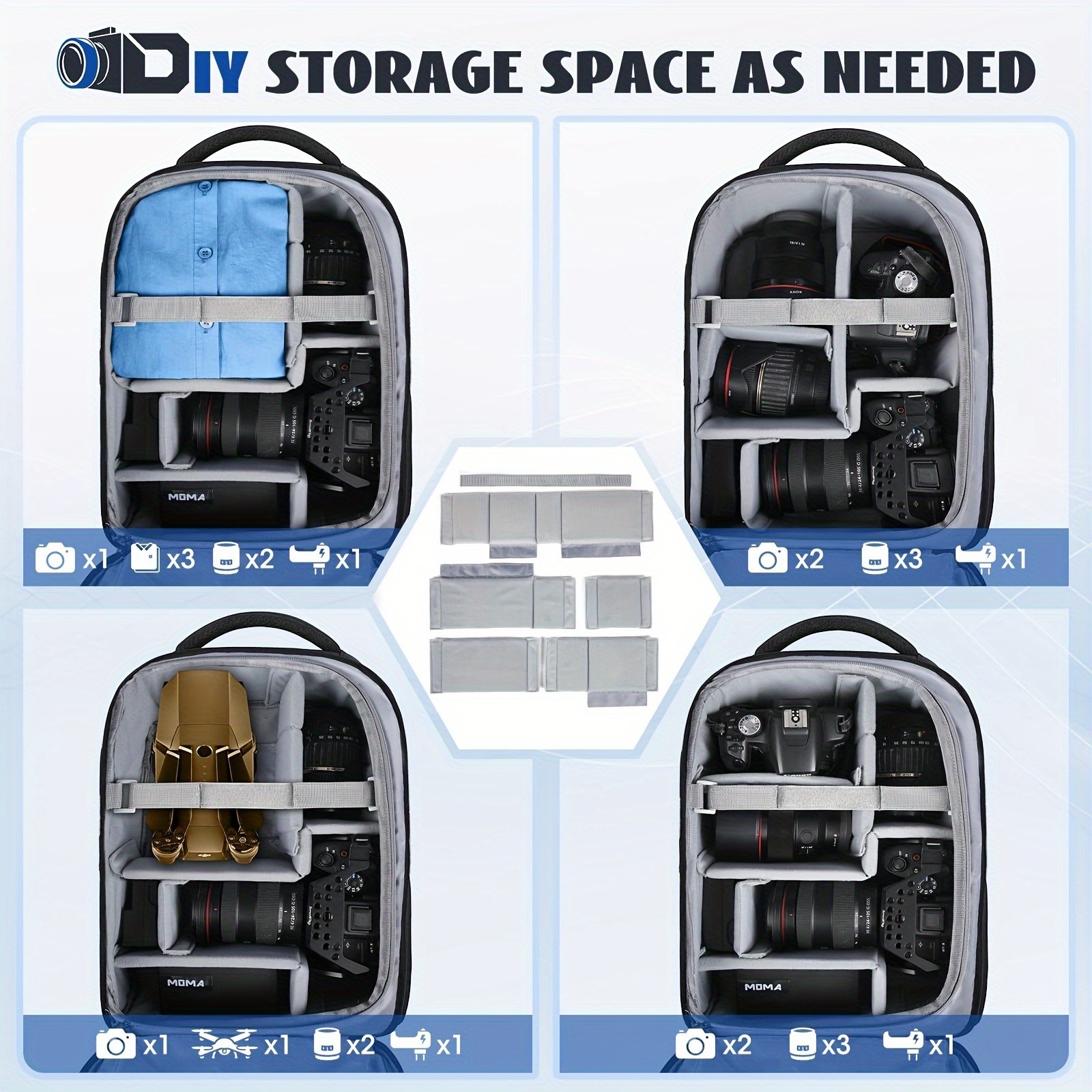 NUBILY Camera Backpack  Professional Anti-Theft Travel Bag for DSLR, SLR, Mirrorless & 35.56 cm Laptops