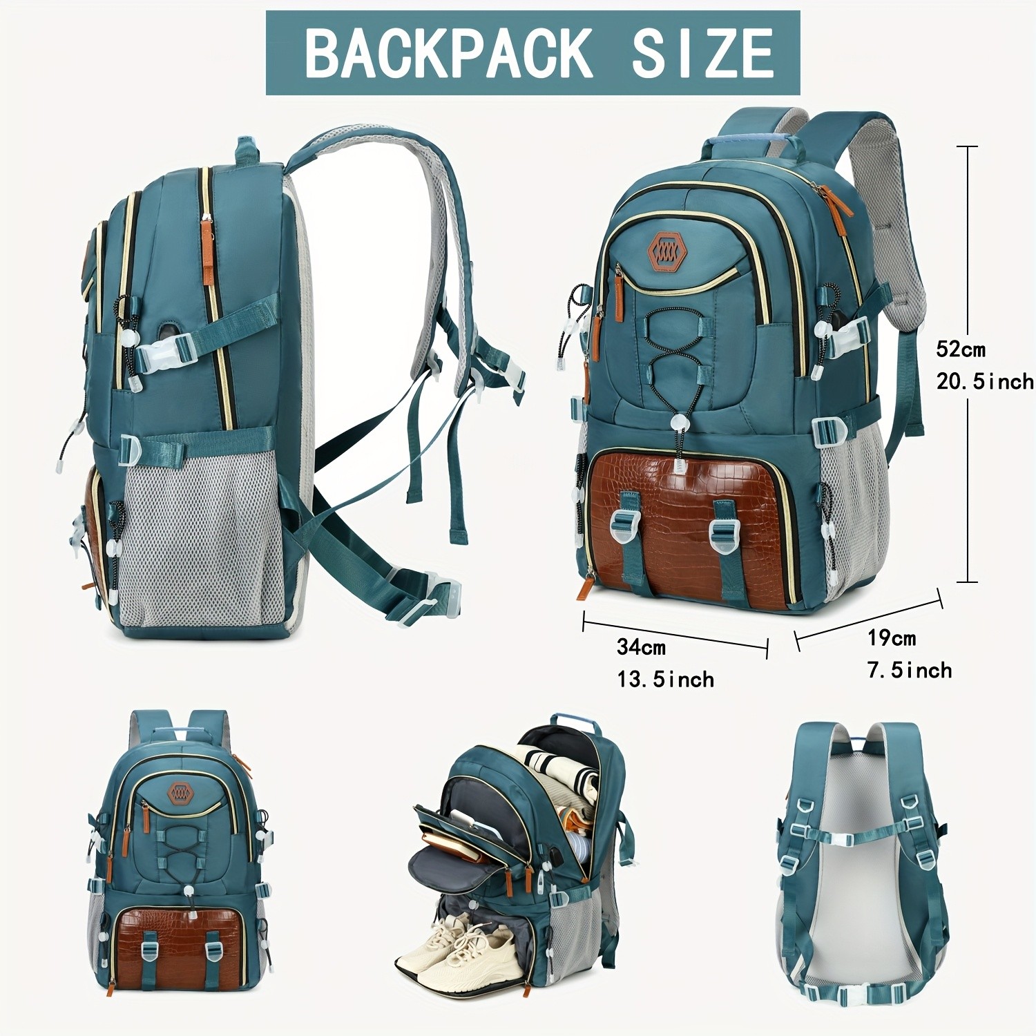 ENOSHI 40L Large Capacity Backpack  Heavy-Duty Travel & Hiking Pack with 43.94 cm Laptop Sleeve & Shoe Compartment