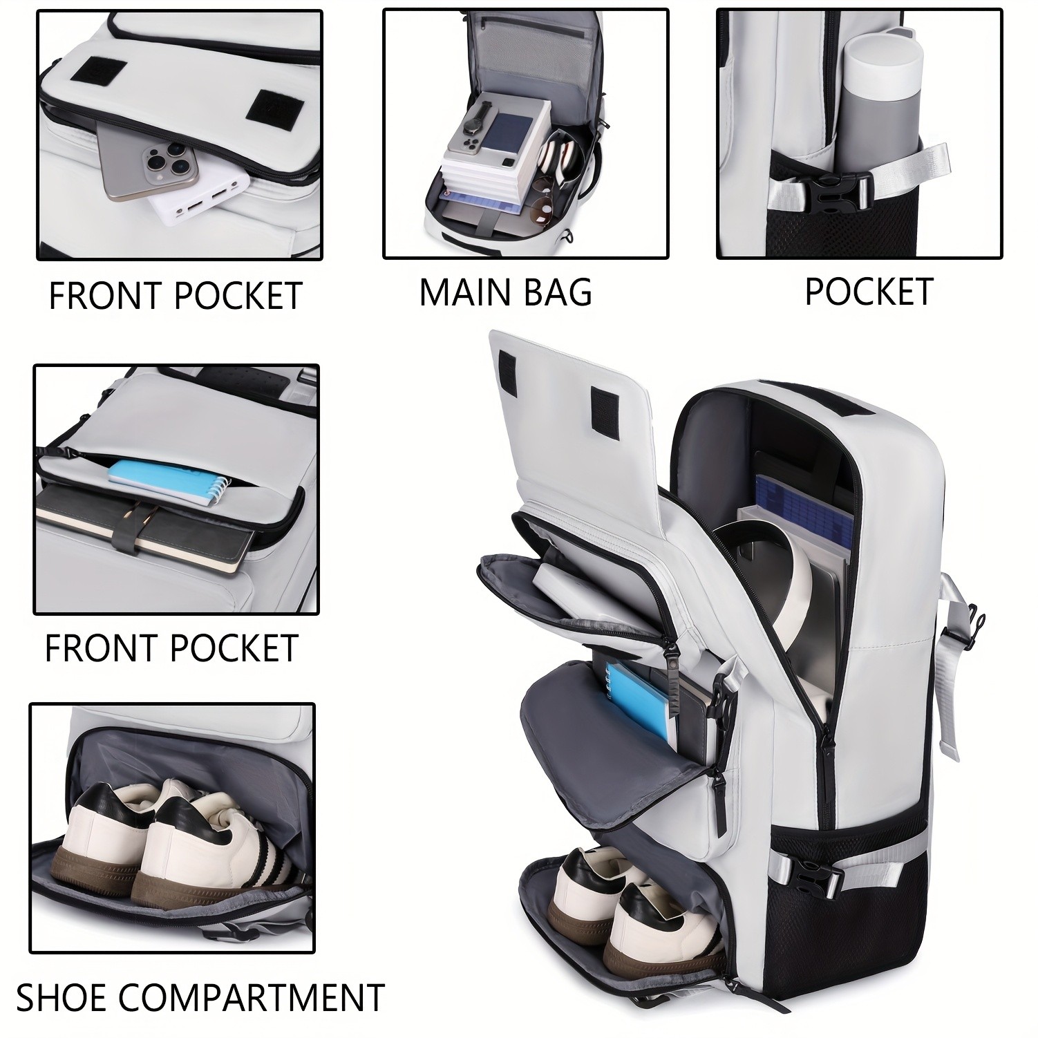 ENOSHI Mens Large Travel Backpack Convertible Shoulder Bag with Shoe Compartment & Laptop Storage