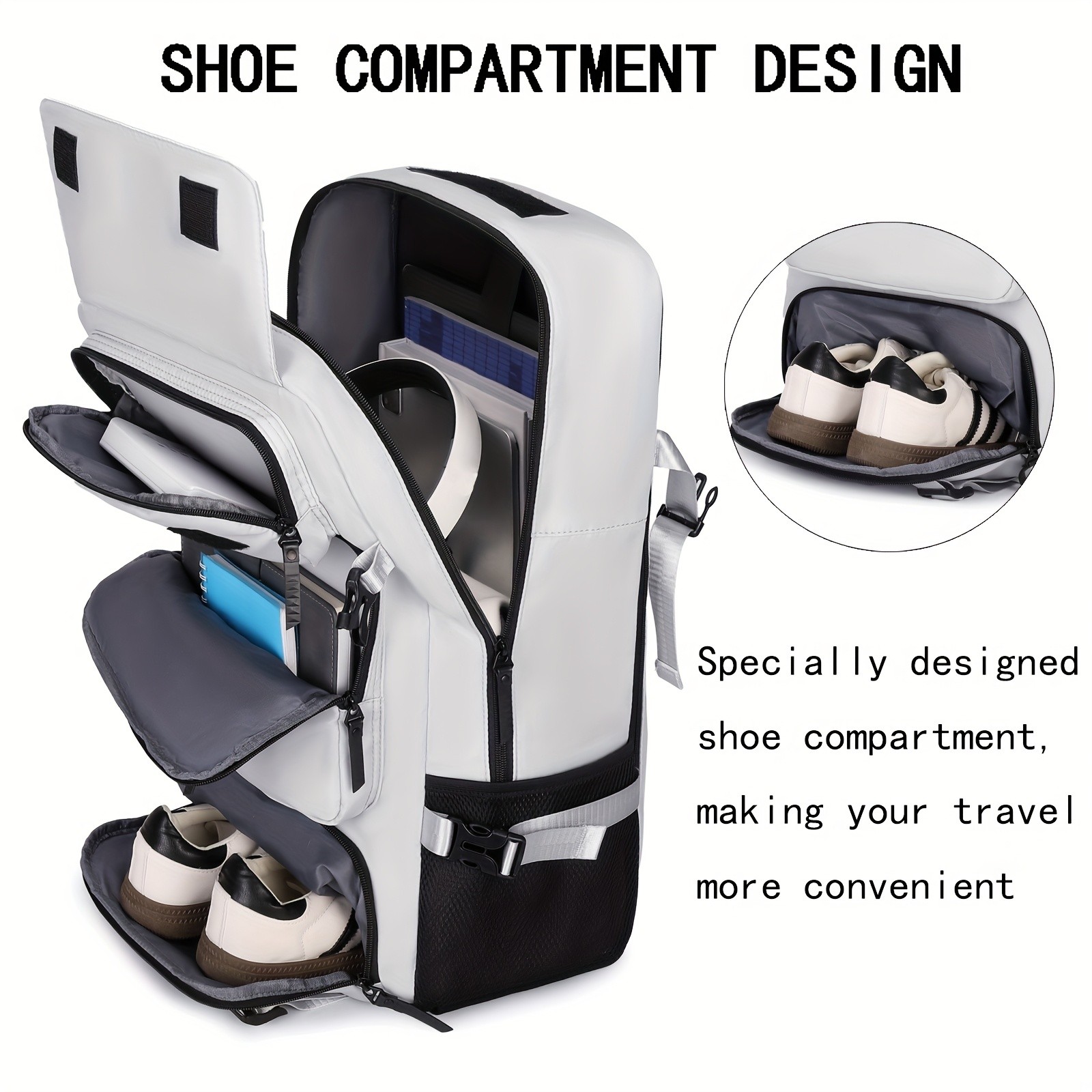 ENOSHI Mens Large Travel Backpack Convertible Shoulder Bag with Shoe Compartment & Laptop Storage