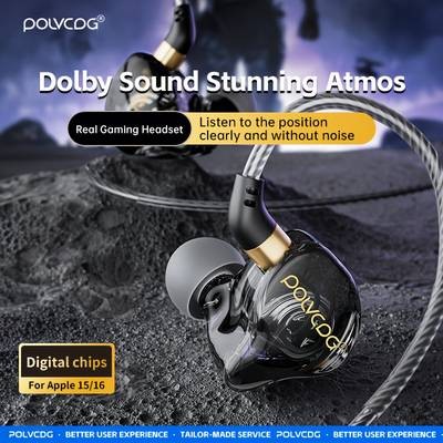 POLVCDG Gaming-Themed Wired Headphones Stereo Sound, Comfortable Fit & High-Clarity Calls