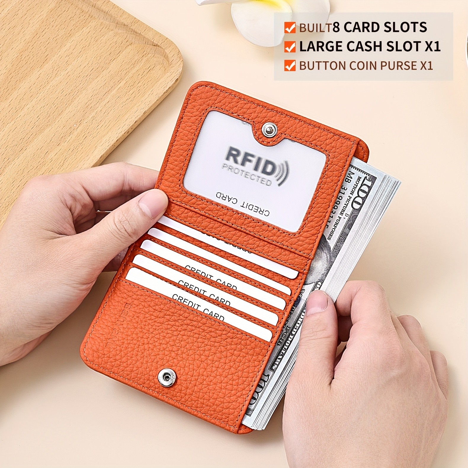 BANYANU Womens Genuine Leather Mini Wallet Set Vintage 6-Card Holder + Coin Purse with Snap Closure