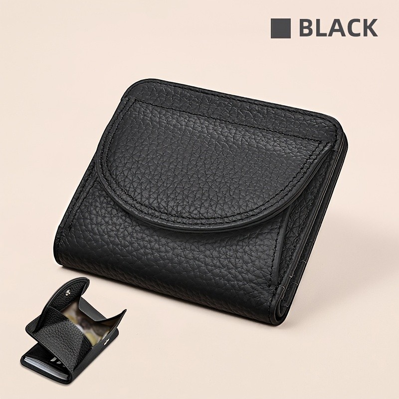 BANYANU Womens Genuine Leather Mini Wallet Set Vintage 6-Card Holder + Coin Purse with Snap Closure