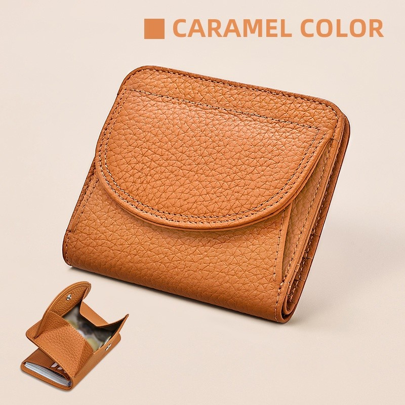 BANYANU Womens Genuine Leather Mini Wallet Set Vintage 6-Card Holder + Coin Purse with Snap Closure