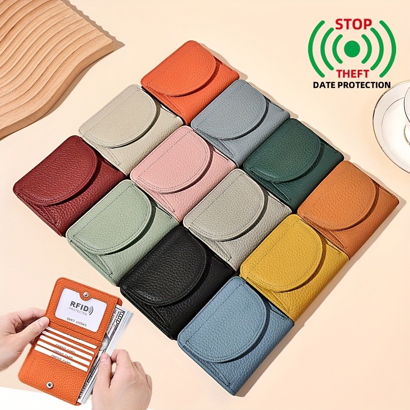 BANYANU Womens Genuine Leather Mini Wallet Set Vintage 6-Card Holder + Coin Purse with Snap Closure