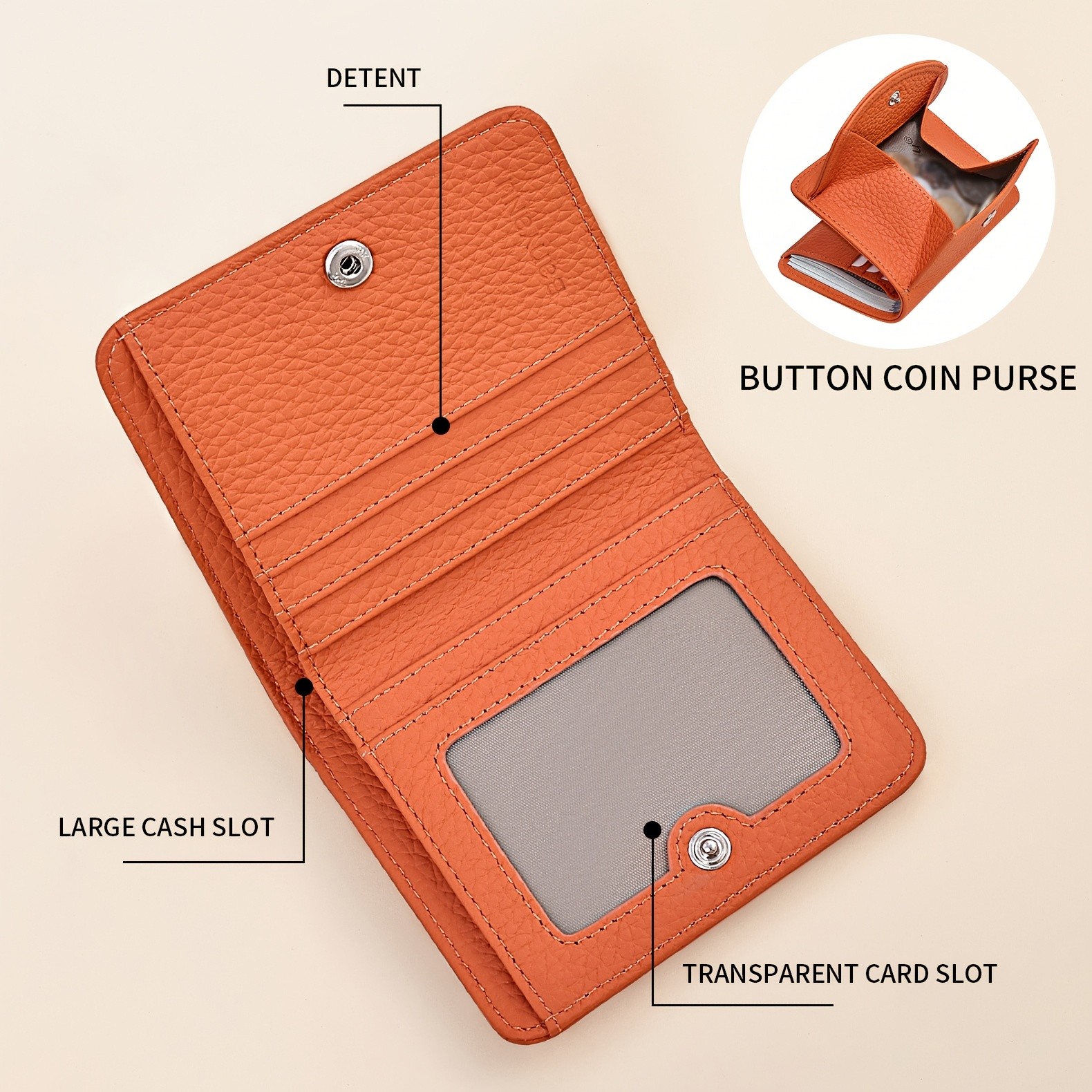 BANYANU Womens Genuine Leather Mini Wallet Set Vintage 6-Card Holder + Coin Purse with Snap Closure