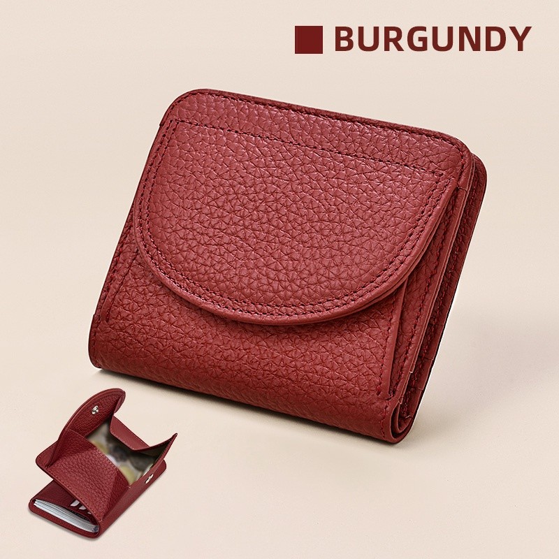 BANYANU Womens Genuine Leather Mini Wallet Set Vintage 6-Card Holder + Coin Purse with Snap Closure