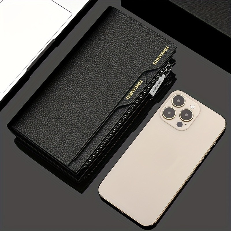 BANYANU Mens Genuine Leather Wallet  Large-Capacity Cowhide Clutch with Multi-Card Holder & Drivers License Slot