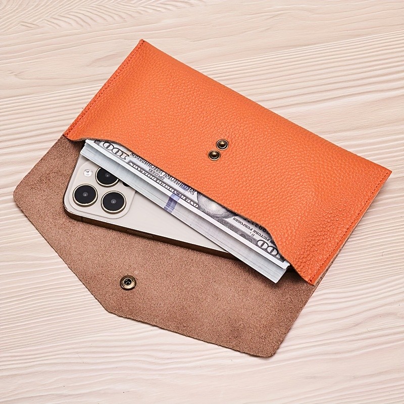 BANYANU Womens Luxury Genuine Leather Wallet  Large-Capacity Envelope Purse with Rivet Details