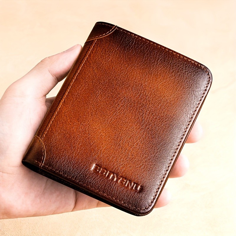 BANYANU Vintage Leather Bifold Wallet  Slim Head-Layer Leather Wallet with Large Capacity & Timeless Style