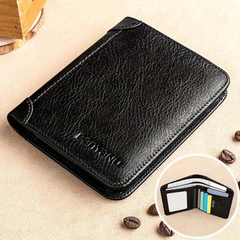 BANYANU Vintage Leather Bifold Wallet  Slim Head-Layer Leather Wallet with Large Capacity & Timeless Style