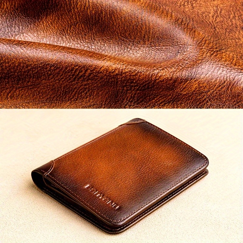 BANYANU Vintage Leather Bifold Wallet  Slim Head-Layer Leather Wallet with Large Capacity & Timeless Style