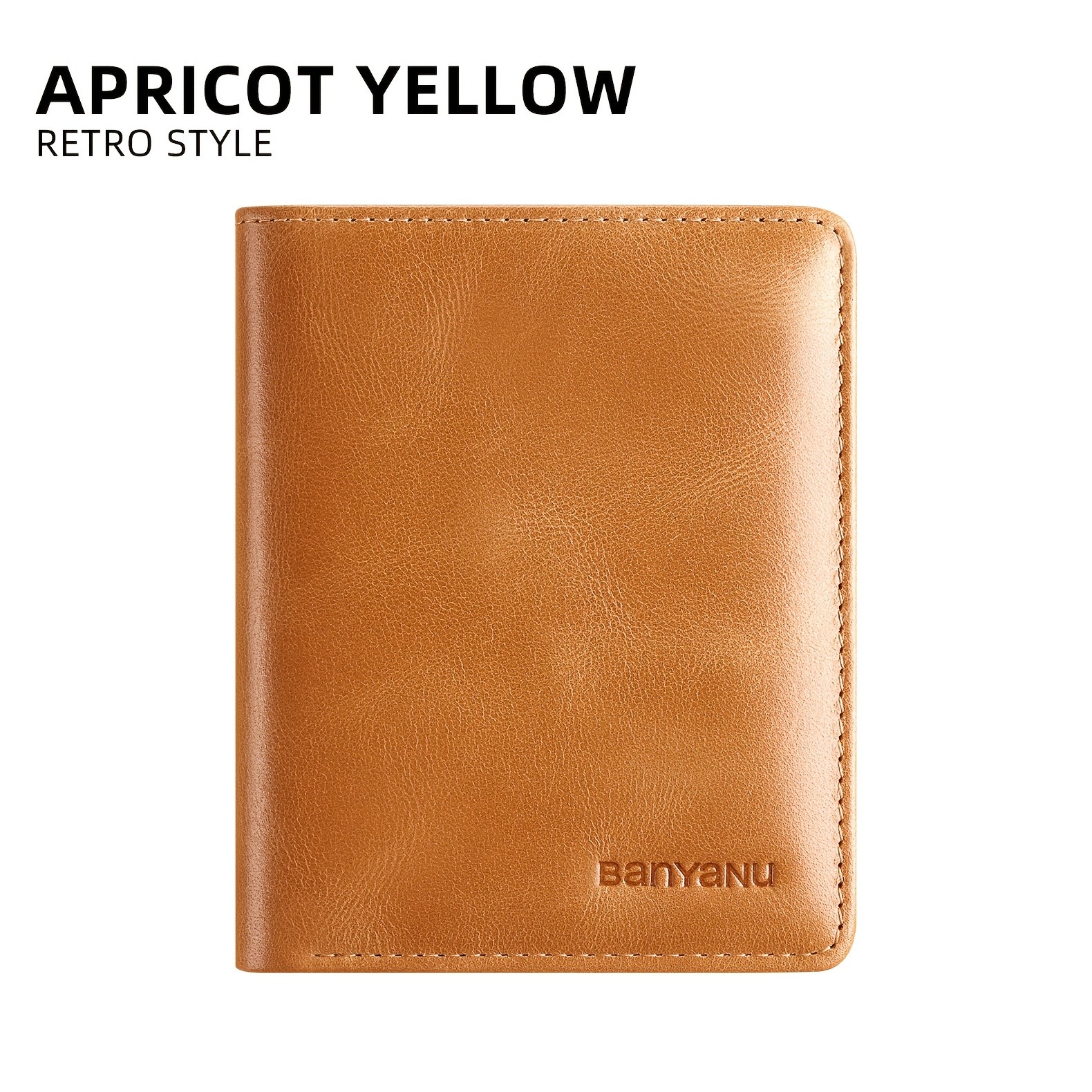 BANYANU Vintage Genuine Leather Mens Wallet  Slim Top-Layer Cowhide with Multi-Card Holder & Secure Snap Closure