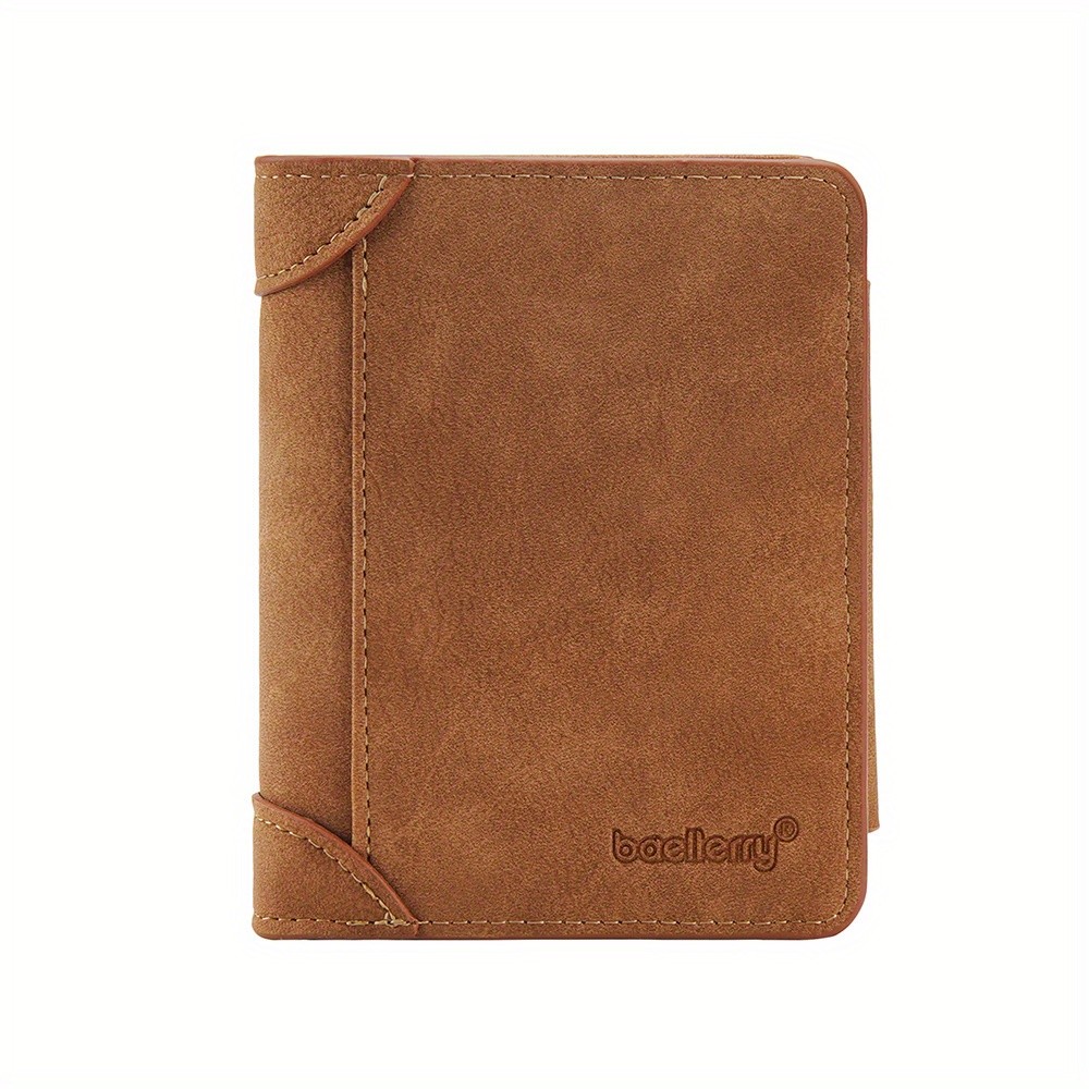 BAELLERRY Mens 13-Card Vintage Tri-Fold Buckle Wallet  Faux Leather with Zipper Coin Purse