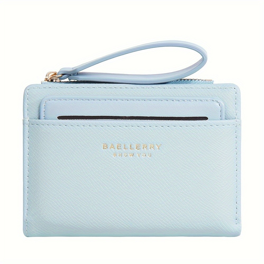 BAELLERRY Womens Simple Small Wallet  Solid-Color Short Bi-Fold Wallet with Credit Card Slots & Zipper Coin Purse