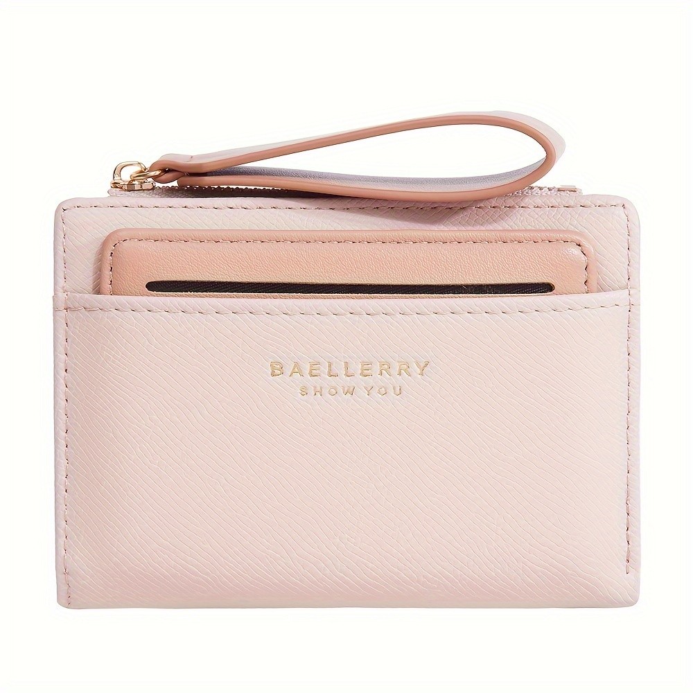 BAELLERRY Womens Simple Small Wallet  Solid-Color Short Bi-Fold Wallet with Credit Card Slots & Zipper Coin Purse