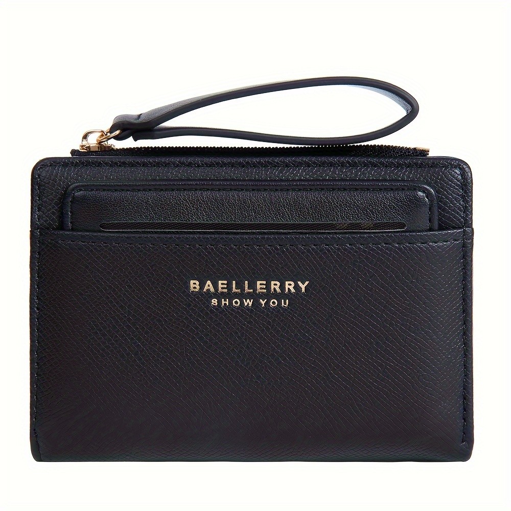 BAELLERRY Womens Simple Small Wallet  Solid-Color Short Bi-Fold Wallet with Credit Card Slots & Zipper Coin Purse