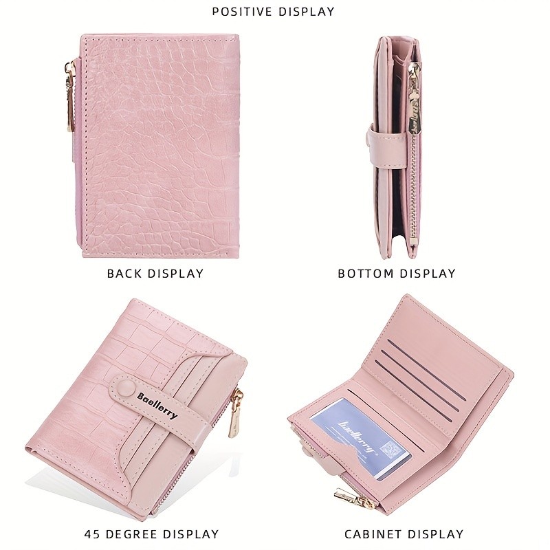 BAELLERRY Womens 2023 Short Wallet  Buckle Sanded Mini Purse with Coin Holder (Carteras)