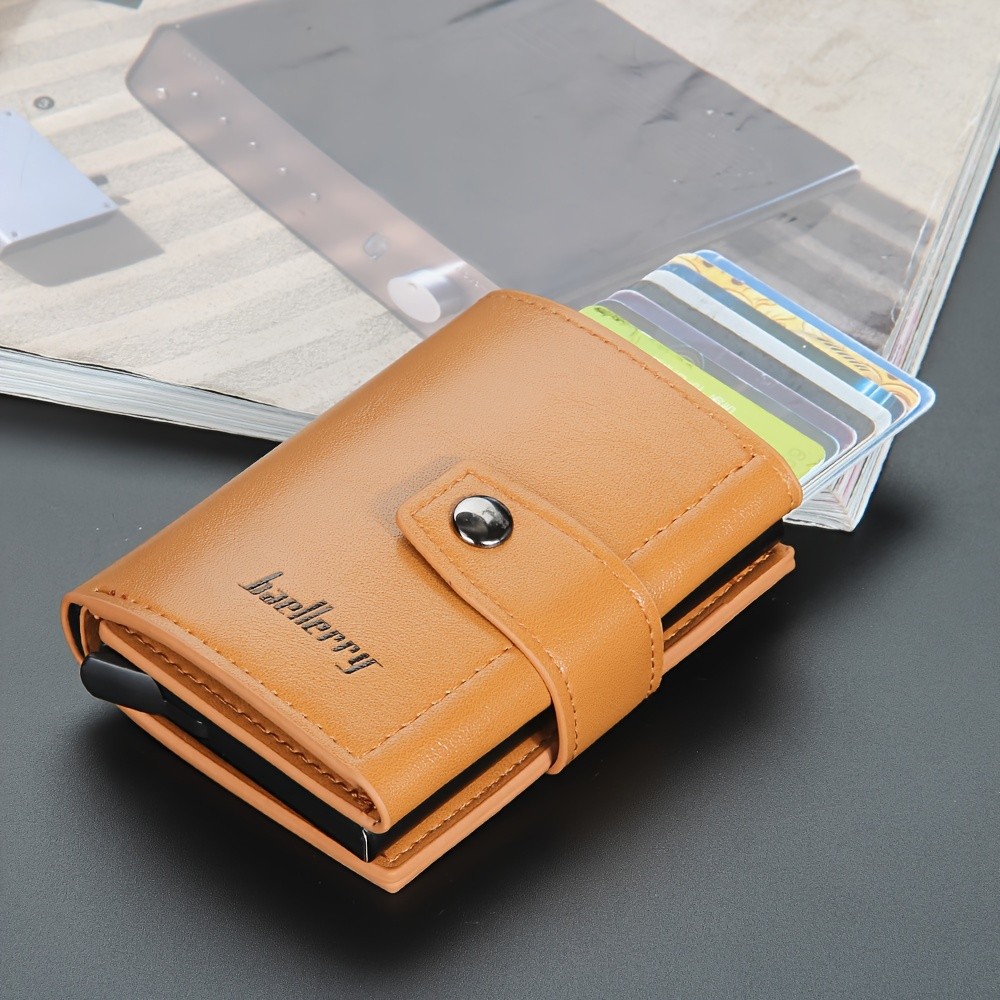 BAELLERRY 14-Card RFID Blocking Wallet  Slim Anti-Theft PU Leather Card Holder with Metal Buckle