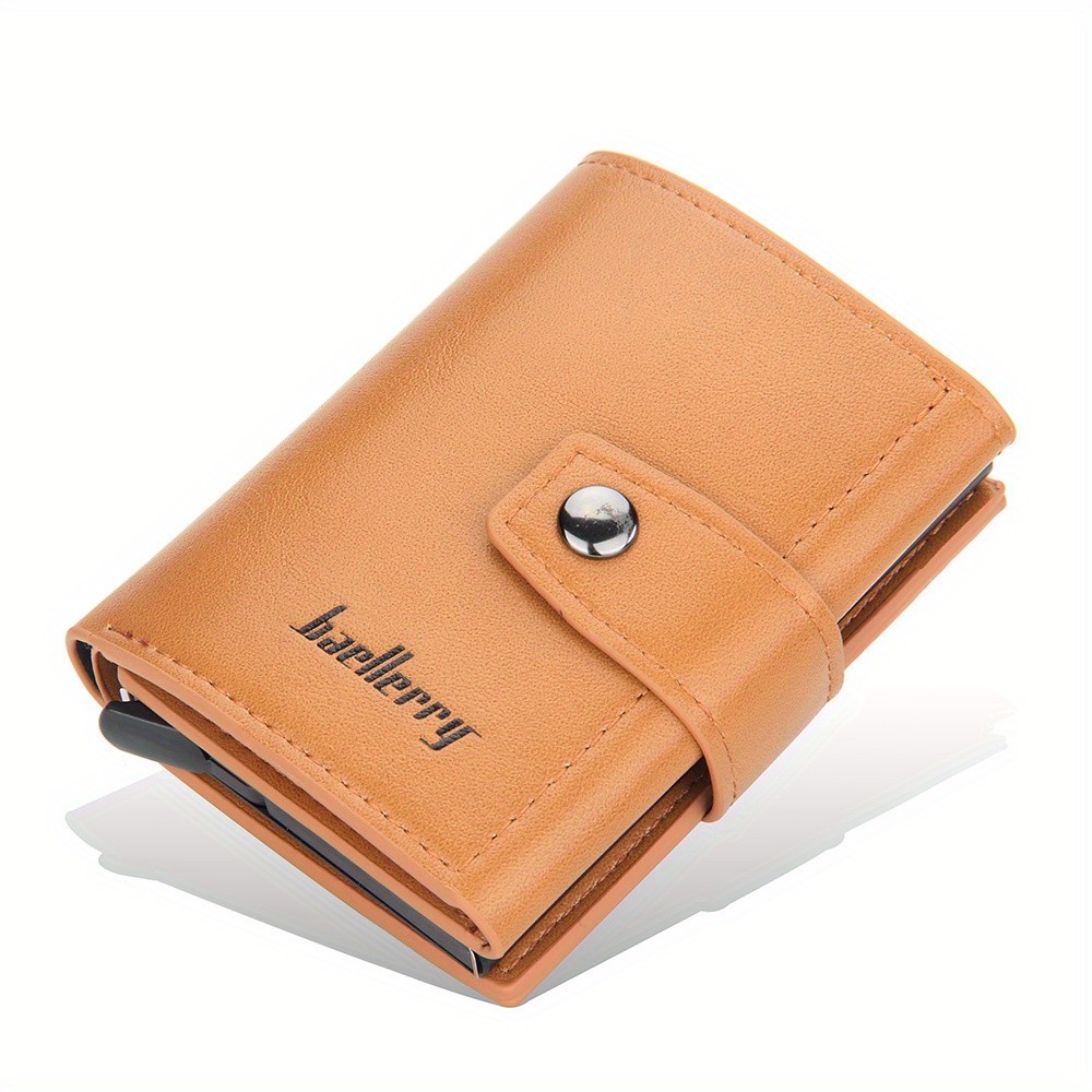 BAELLERRY 14-Card RFID Blocking Wallet  Slim Anti-Theft PU Leather Card Holder with Metal Buckle