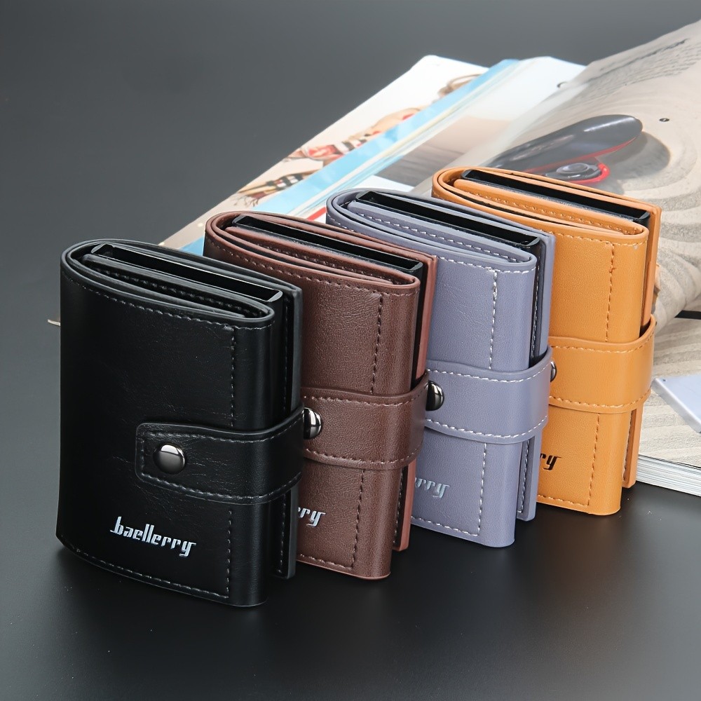 BAELLERRY 14-Card RFID Blocking Wallet  Slim Anti-Theft PU Leather Card Holder with Metal Buckle