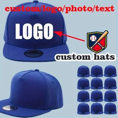 10pcs Customizable Flat Brim Baseball Caps  Durable Polyester Snapbacks for Teams, Events & Branding