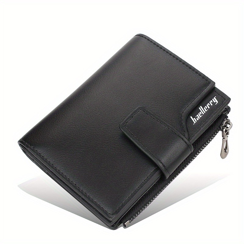 BAELLERRY Minimalist Solid-Color Short Wallet  Unisex Casual Coin Purse & Multifunctional Credit Card Holder