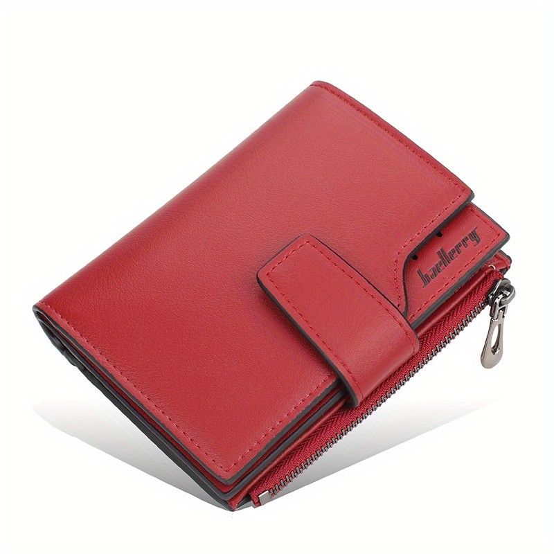 BAELLERRY Minimalist Solid-Color Short Wallet  Unisex Casual Coin Purse & Multifunctional Credit Card Holder